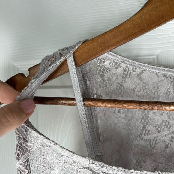 Laundry By Shelli‎ Segal Gray Silver Lace Sleeveless Lined Tank Top, S - Picture 10 of 12